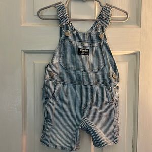 OshKosh Blue & White Stripe Denim Shortalls